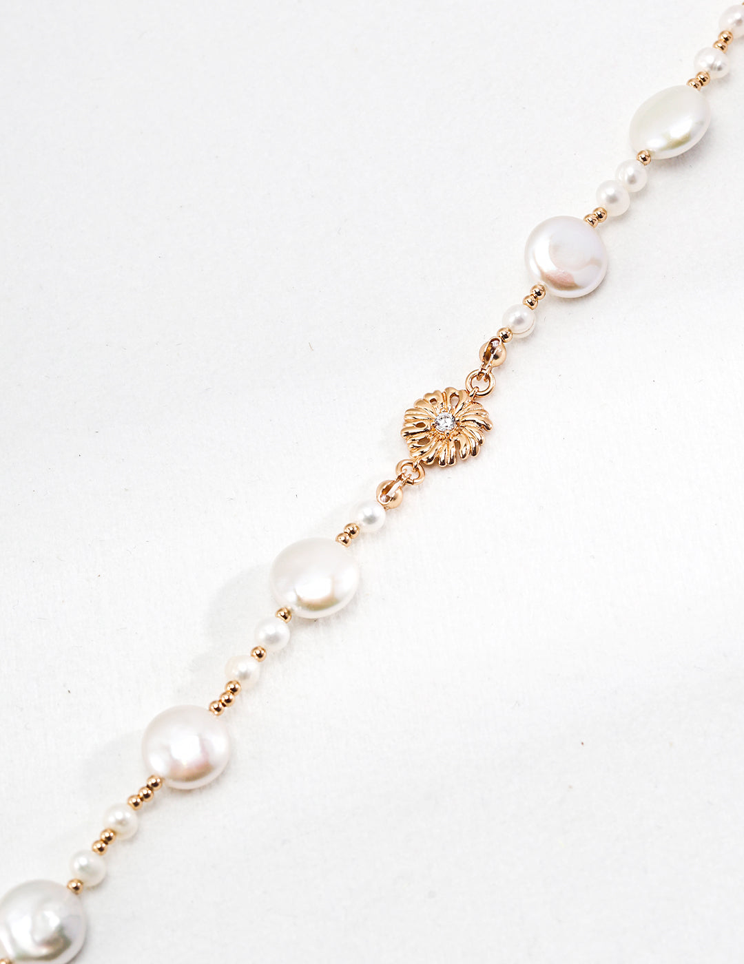 Flower Series Pearl Necklace | S925 Silver Vintage Gold Natural Pearl Zircon