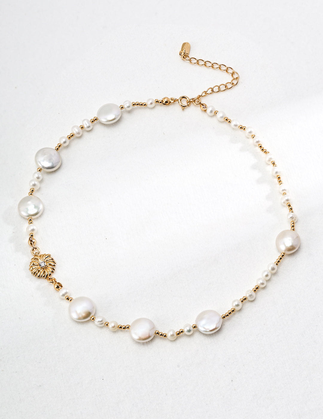Flower Series Pearl Necklace | S925 Silver Vintage Gold Natural Pearl Zircon