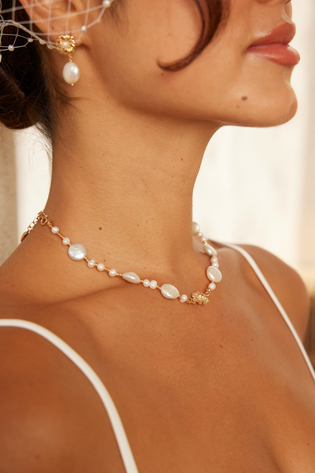 Flower Series Pearl Necklace | S925 Silver Vintage Gold Natural Pearl Zircon