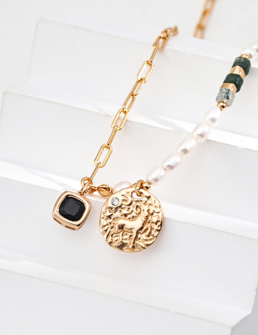 Nebula Cocoon Necklace | S925 Natural Pearl Water Grass Agate Zircon