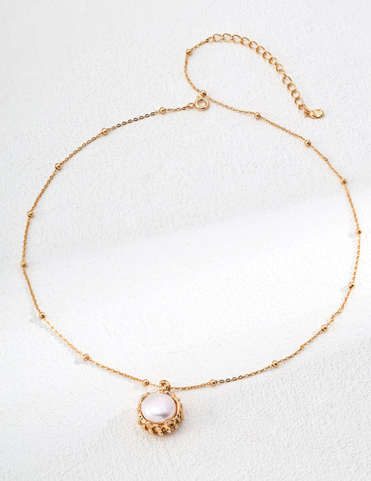 Full Moon Harmony Necklace|S925 Silver Moon Phase Jewelry in Vintage Gold