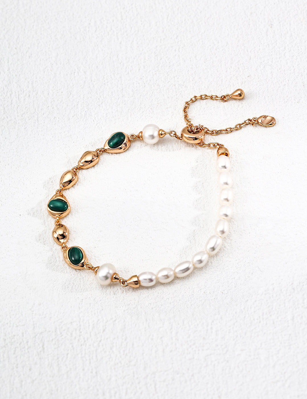 Stardust Poetry Bracelet | S925 Vintage Gold Natural Pearl Malachite