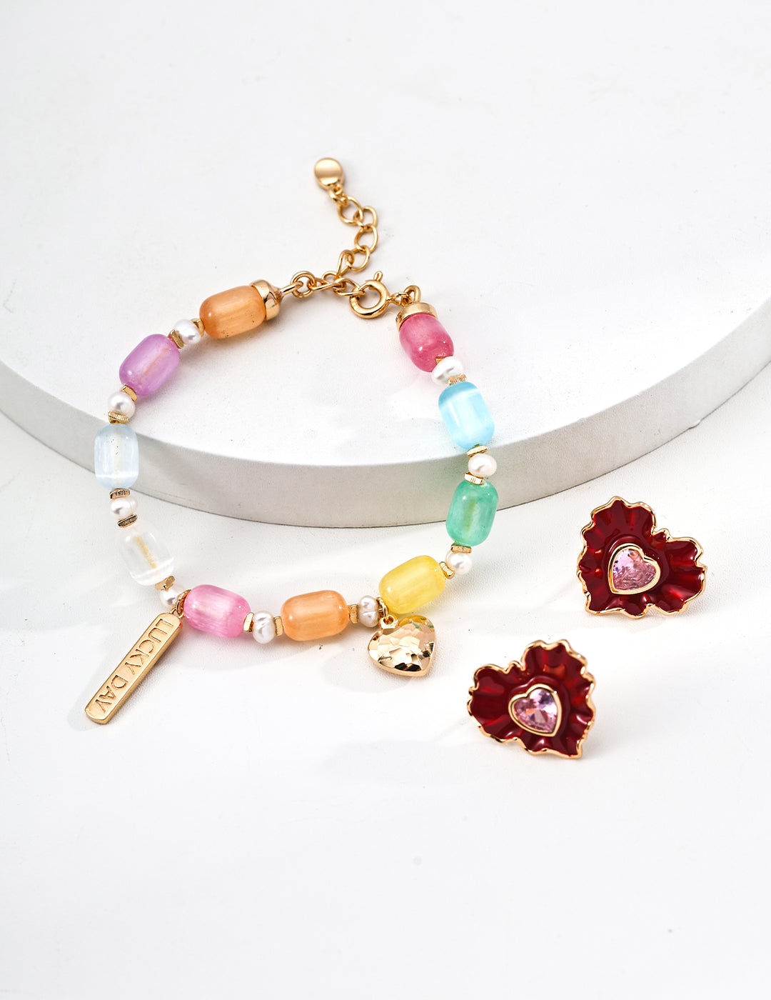 Dream Garden Bracelet | S925 Silver Colorful Cat's Eye Barrel Bead Natural Pearl