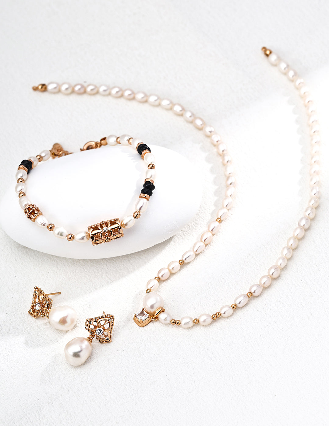 Celestial Radiance Earrings|S925 Silver Pearl Zirconia in Vintage Gold & Platinum