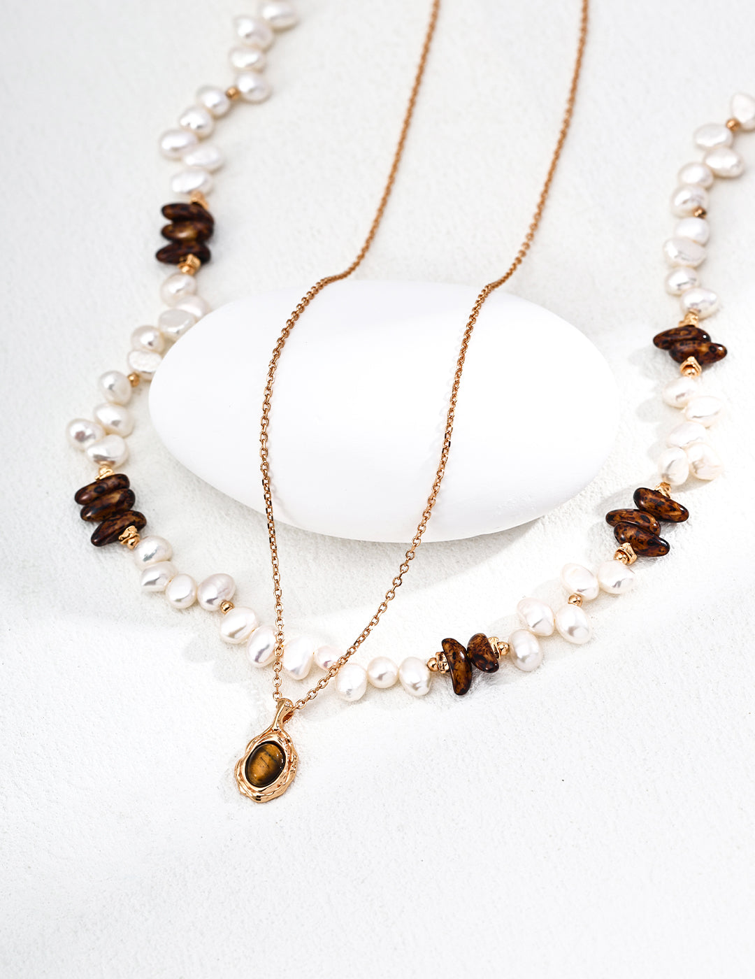 Celestial Moonlight Necklace|S925 Silver Natural Pearl & Czech Glass in Vintage Gold