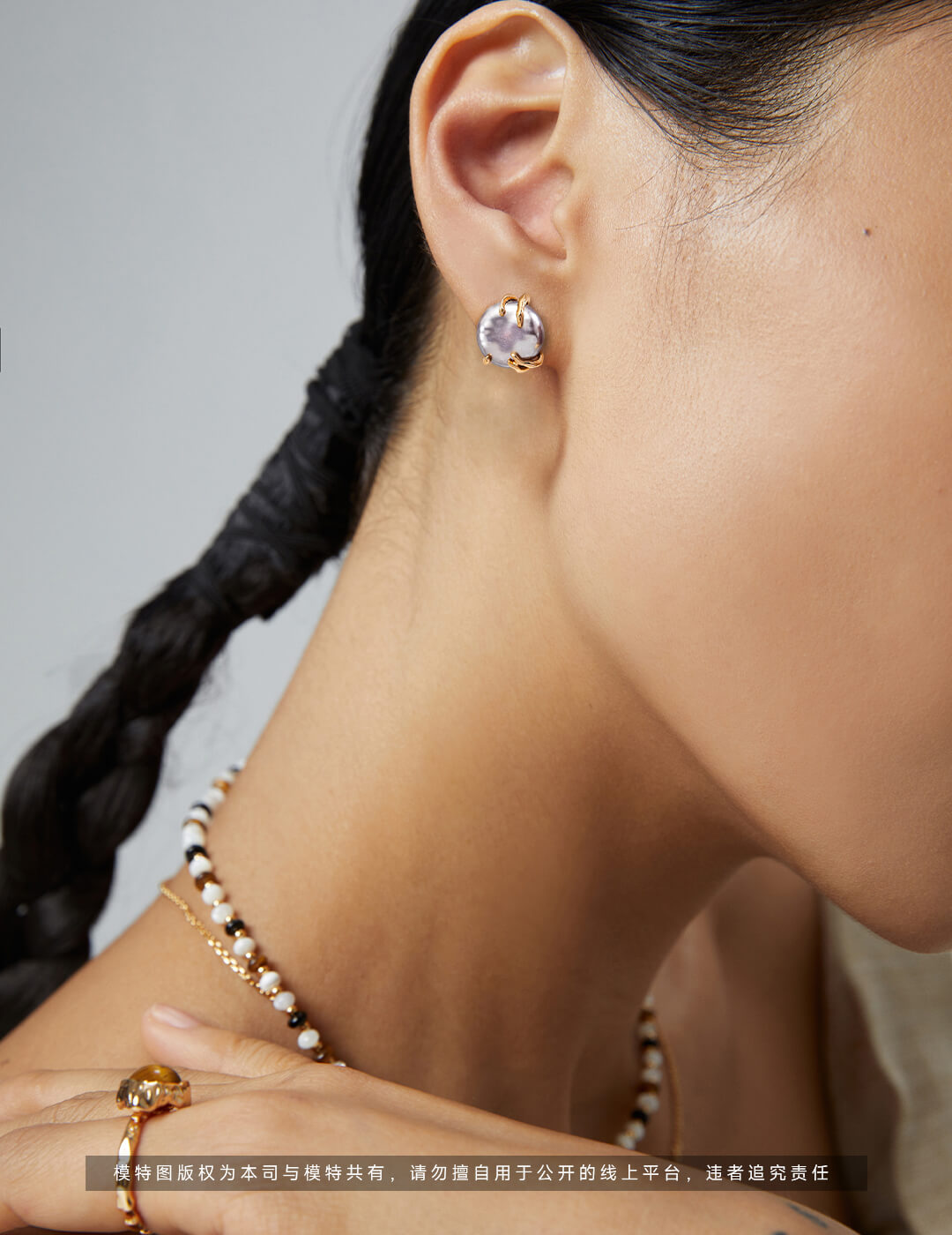 S925 Silver Pearl Jewelry Set – Vintage Gold Necklace & Earrings