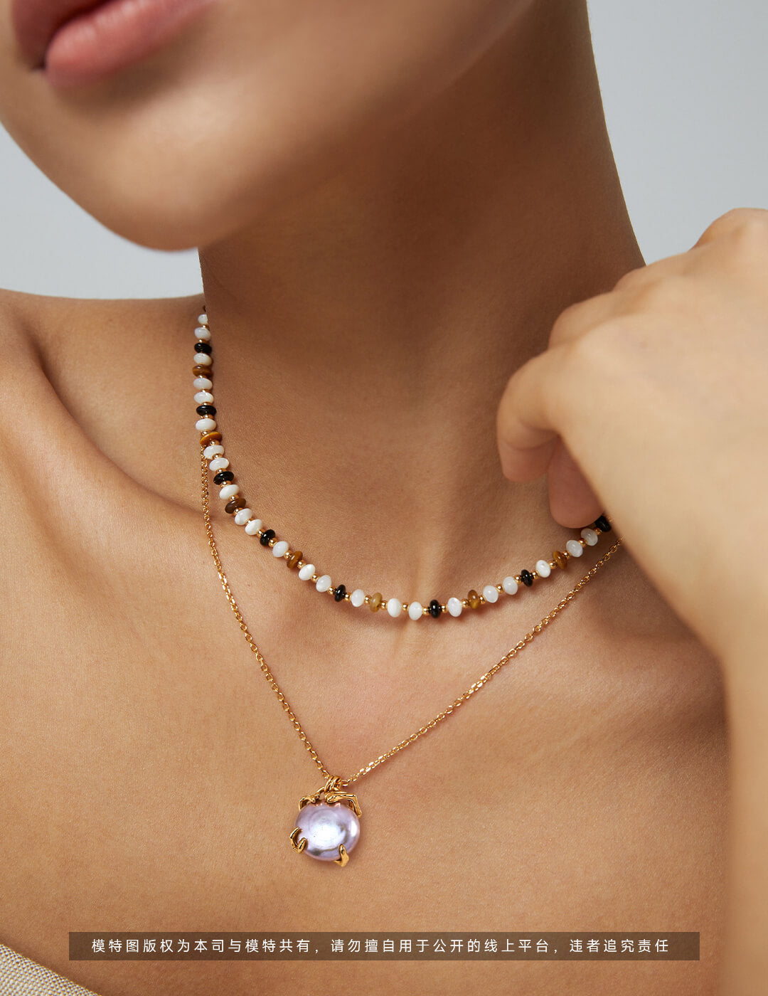 S925 Silver Pearl Jewelry Set – Vintage Gold Necklace & Earrings