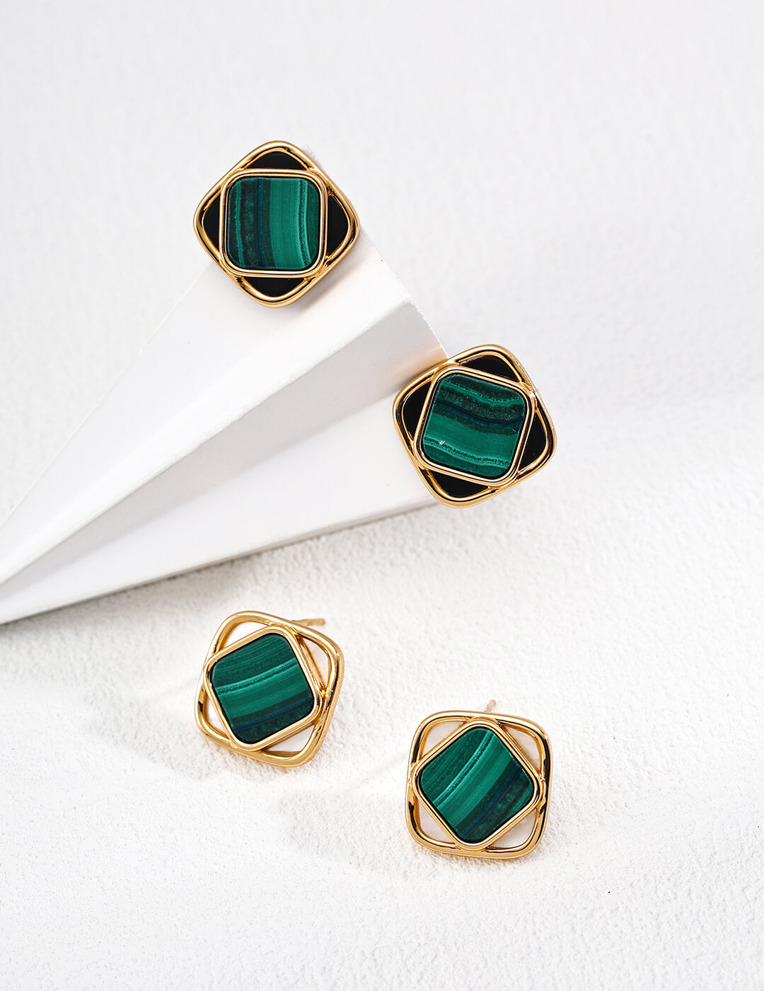 S925 Silver Minimalist Gemstone Earrings – Malachite, Pearl & Agate