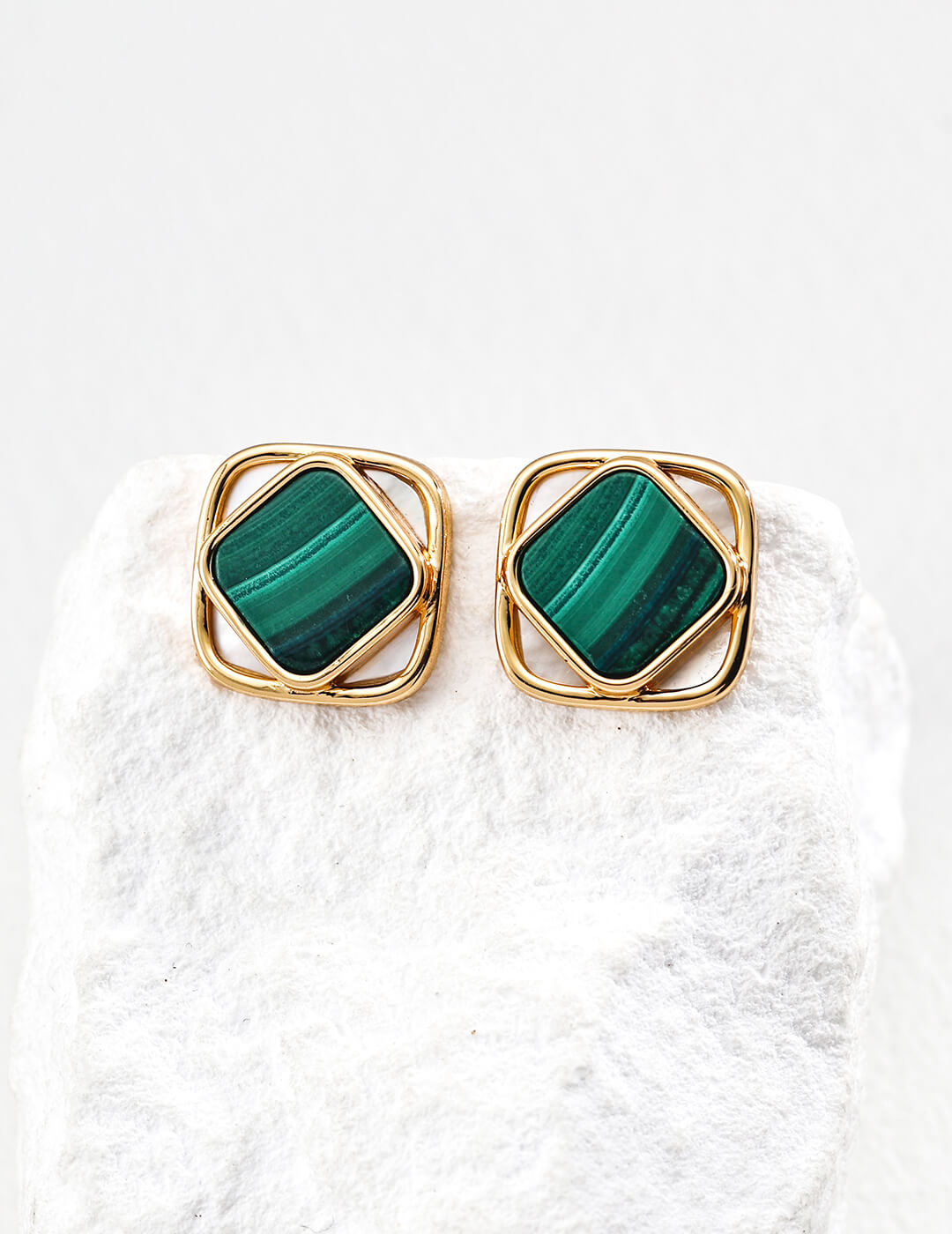 S925 Silver Minimalist Gemstone Earrings – Malachite, Pearl & Agate