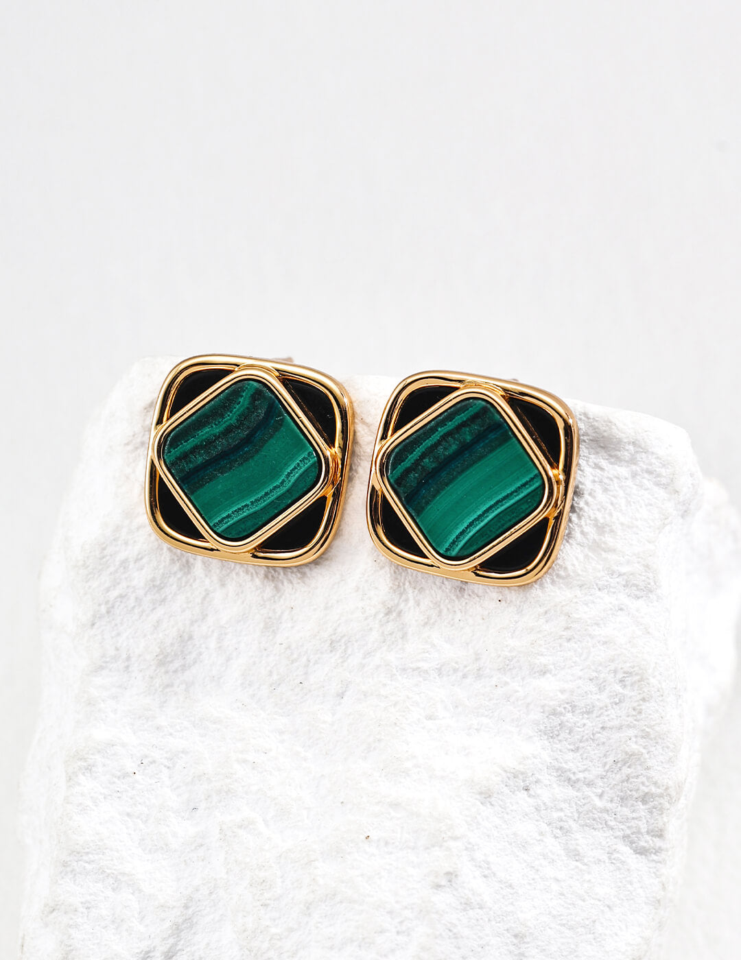 S925 Silver Minimalist Gemstone Earrings – Malachite, Pearl & Agate