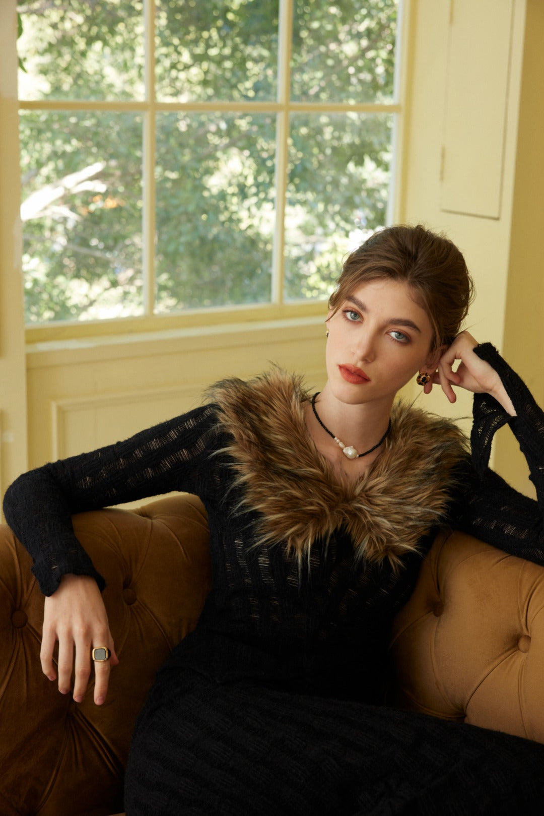 Dark Matter Starlink Nacklace|S925 Vintage Gold Black Agate Baroque Pearl