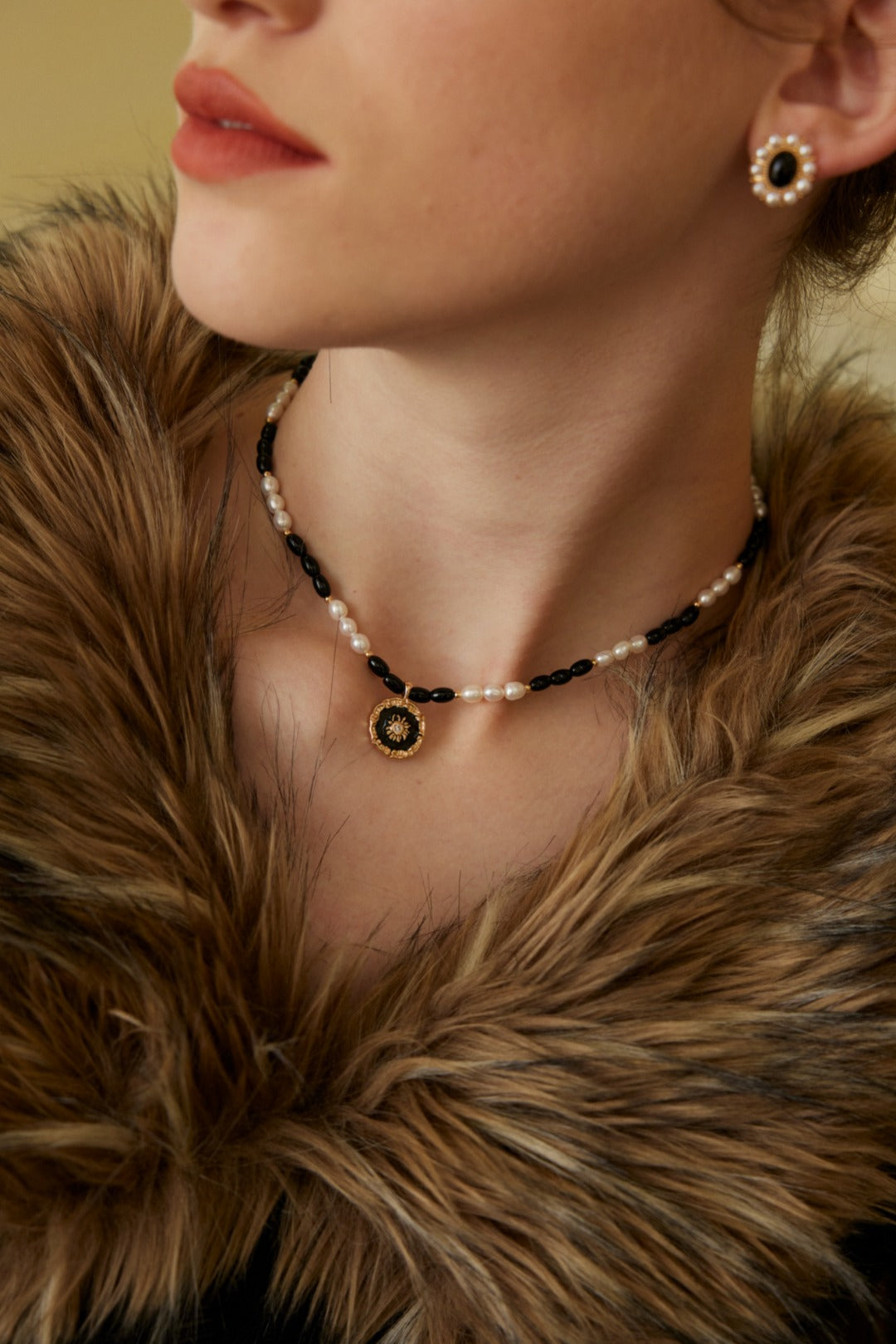 Starry Night Poem Necklace | S925 Pearl Agate Glaze