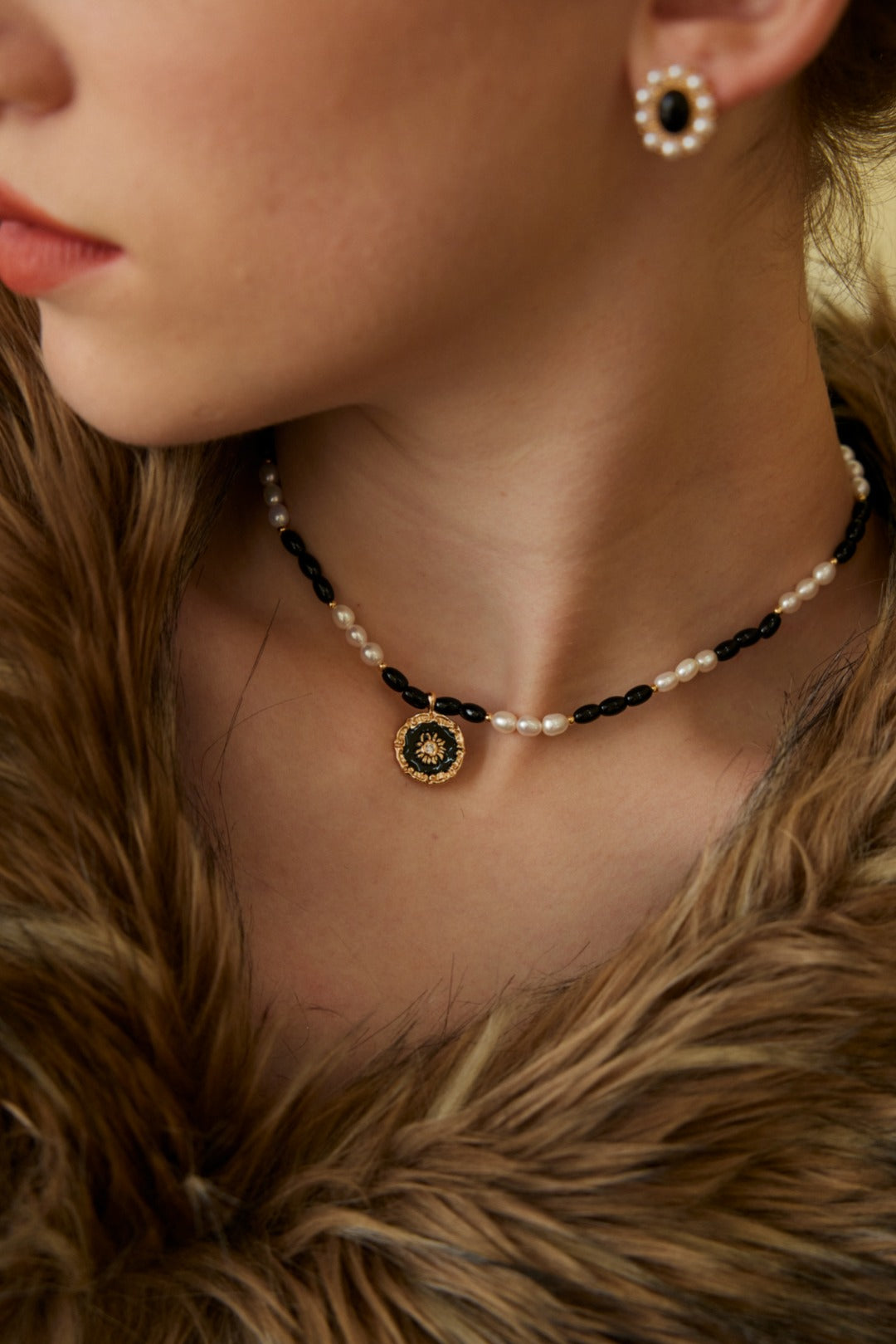 Starry Night Poem Necklace | S925 Pearl Agate Glaze