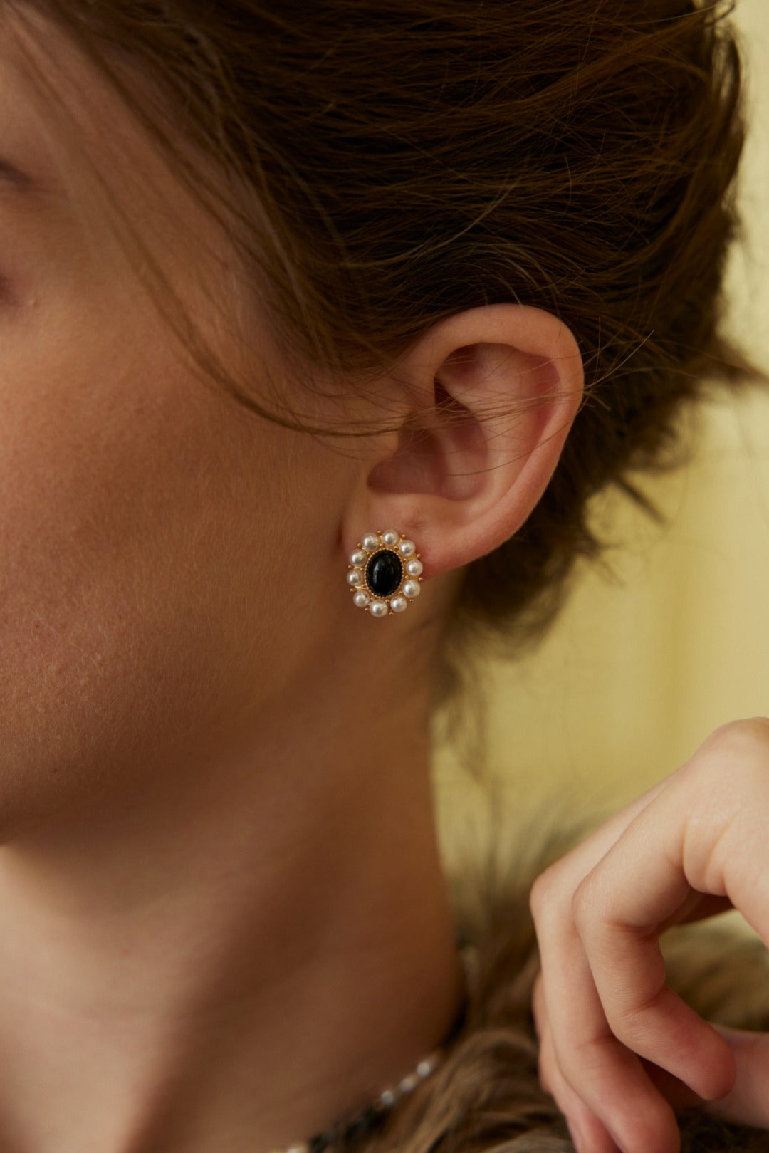 Dusk Shimmer Earrings | S925 Black Agate Imitation Pearl