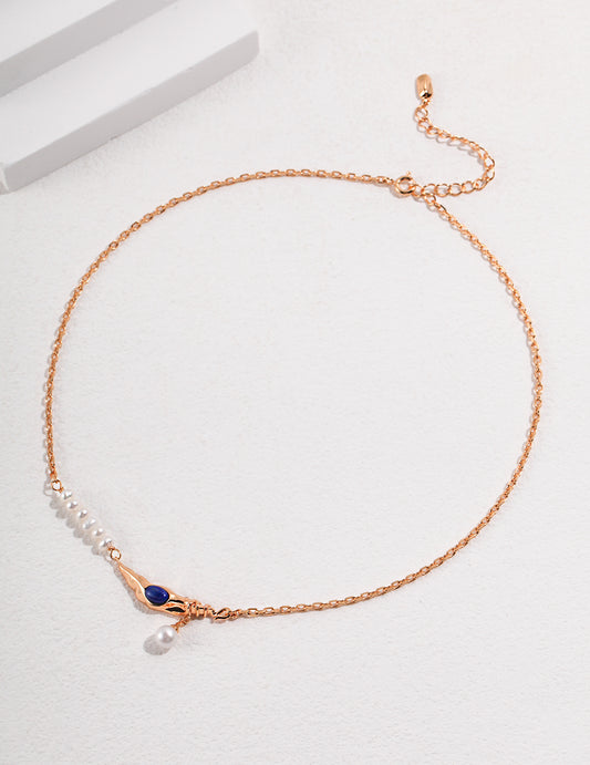 Waxing Crescent Glow Necklace|S925 Silver Moon Phase Jewelry in Vintage Gold