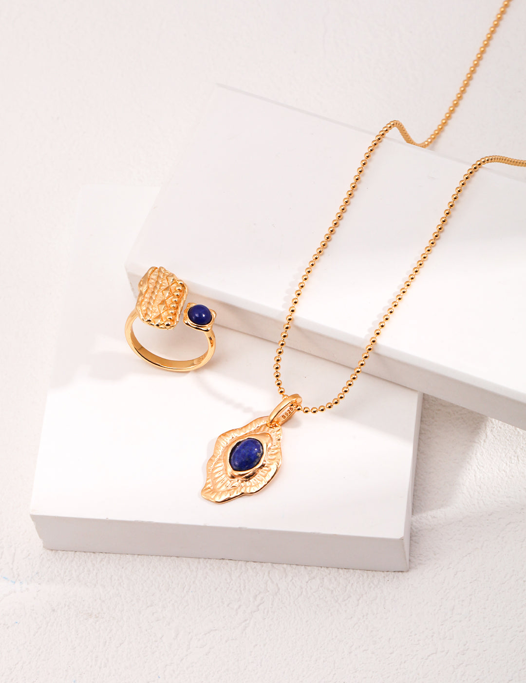 S925 Silver Lapis Lazuli Moon Necklace –  Waxing Gibbous Jewelry