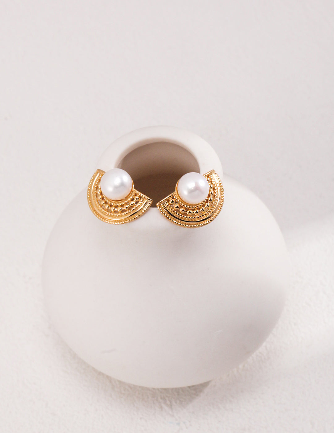 First Quarter Pearl Earrings