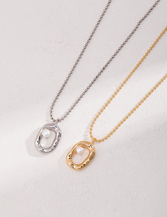 S925 Silver Long Pearl Necklace – Fluid Design & Vintage Elegance