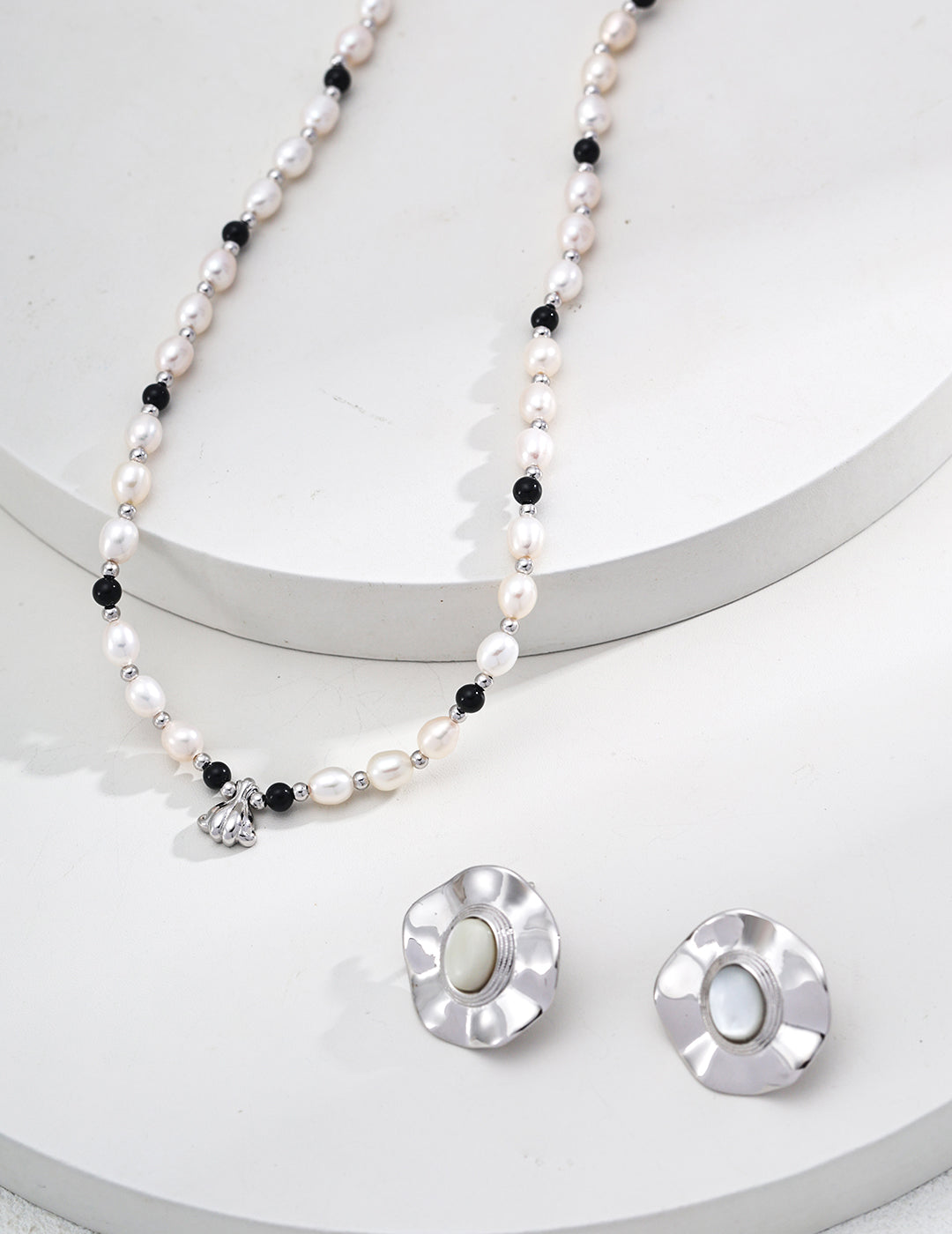 French Starry Night Earrings | S925 Silver Black Agate Shell