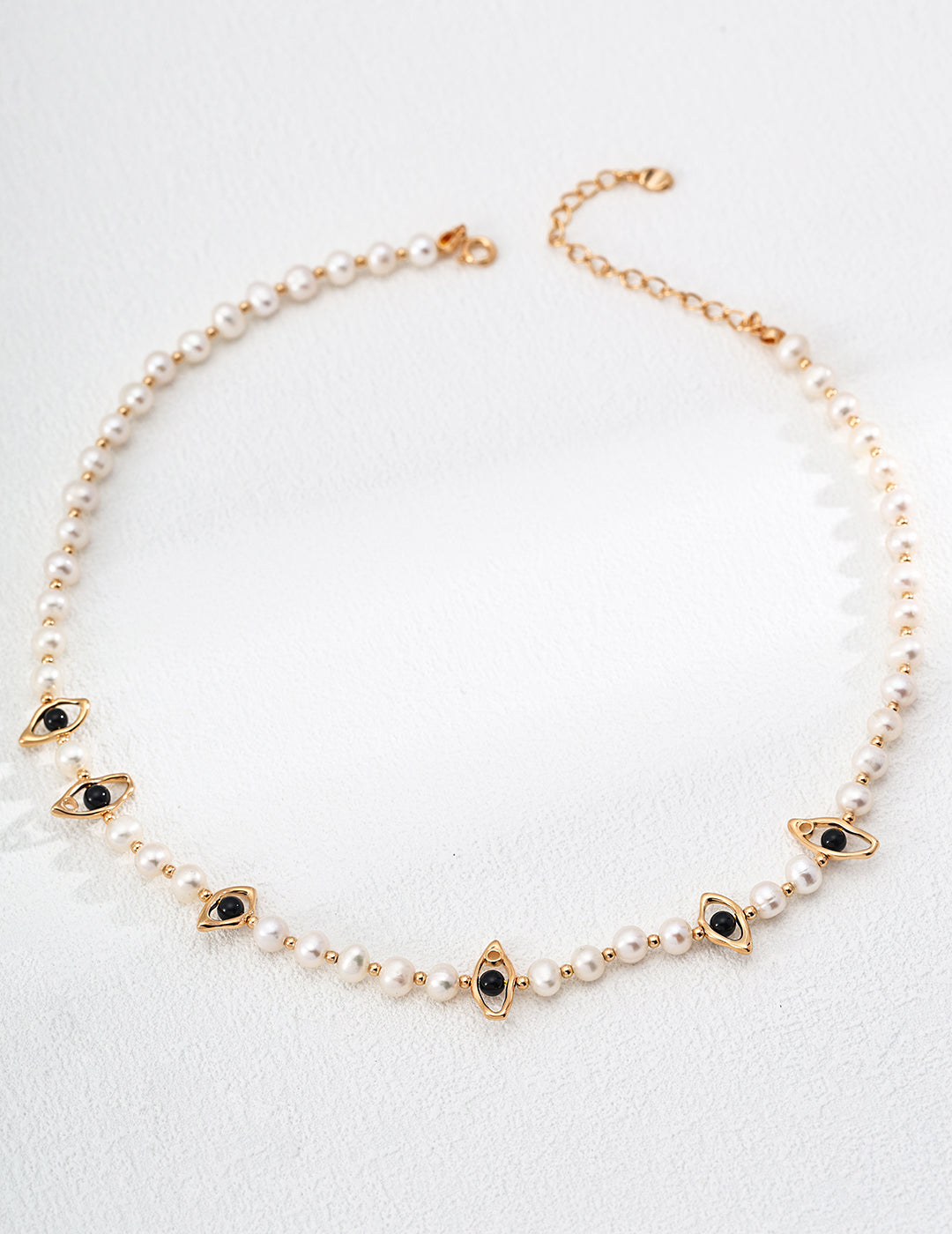 Exotic Eyes Necklace | S925 Silver Black Agate Pearl