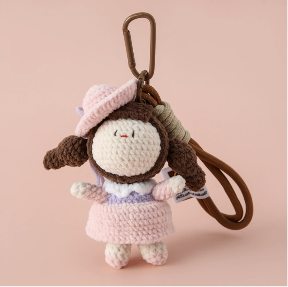 Handcrafted Pumpkin Doll & Sugar Bunny Charm – Cute Crochet Bag Accessory