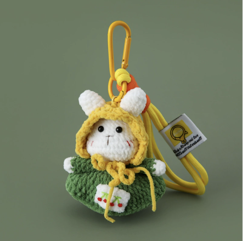 Handcrafted Pumpkin Doll & Sugar Bunny Charm – Cute Crochet Bag Accessory