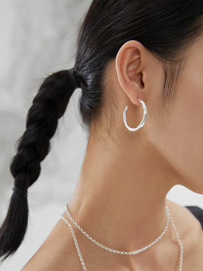 Lava Series Earrings | S925 Silver/Vintage Gold Volcanic Texture