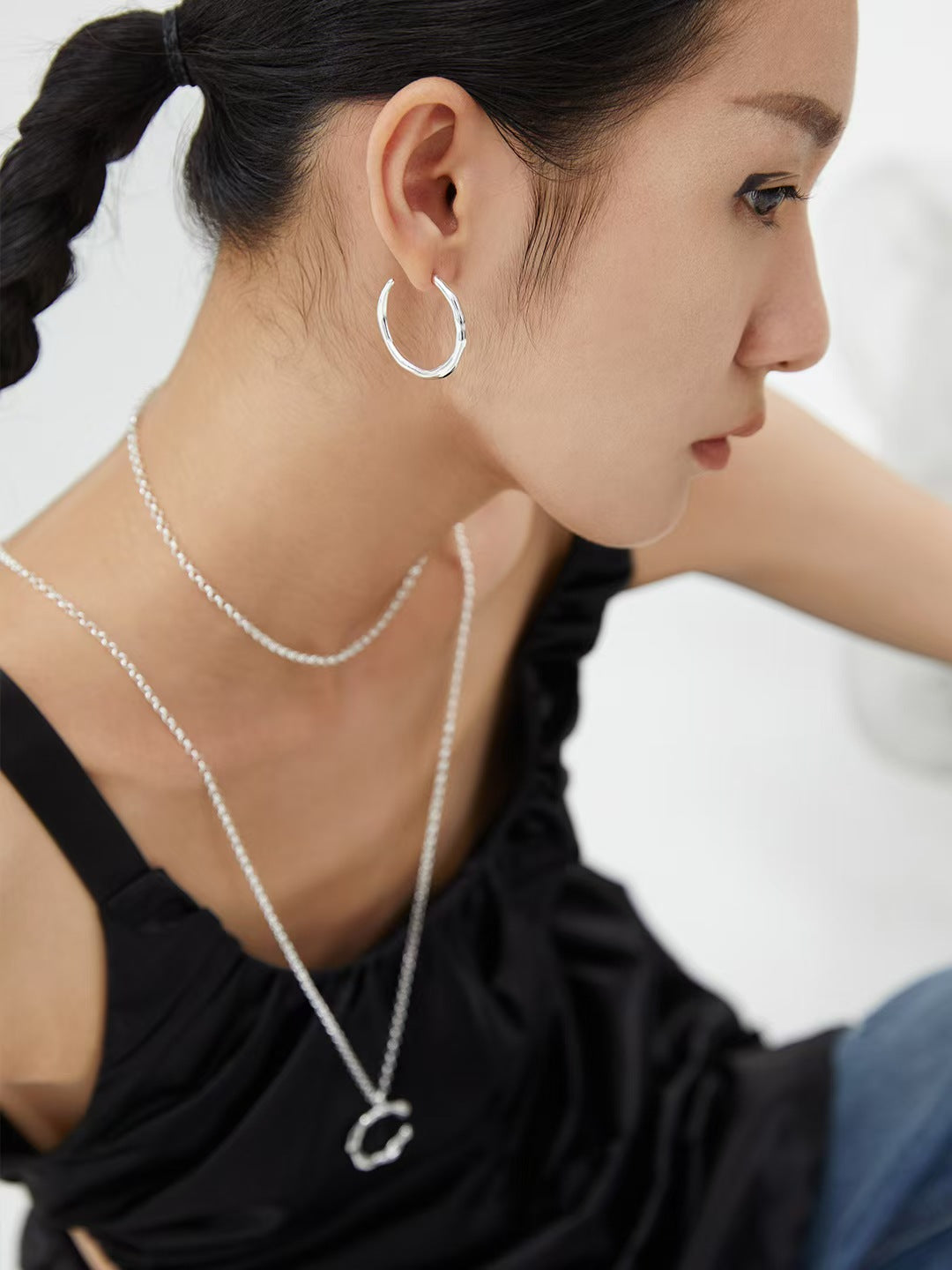 Lava Series Earrings | S925 Silver/Vintage Gold Volcanic Texture