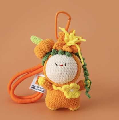 Handcrafted Pumpkin Doll & Sugar Bunny Charm – Cute Crochet Bag Accessory