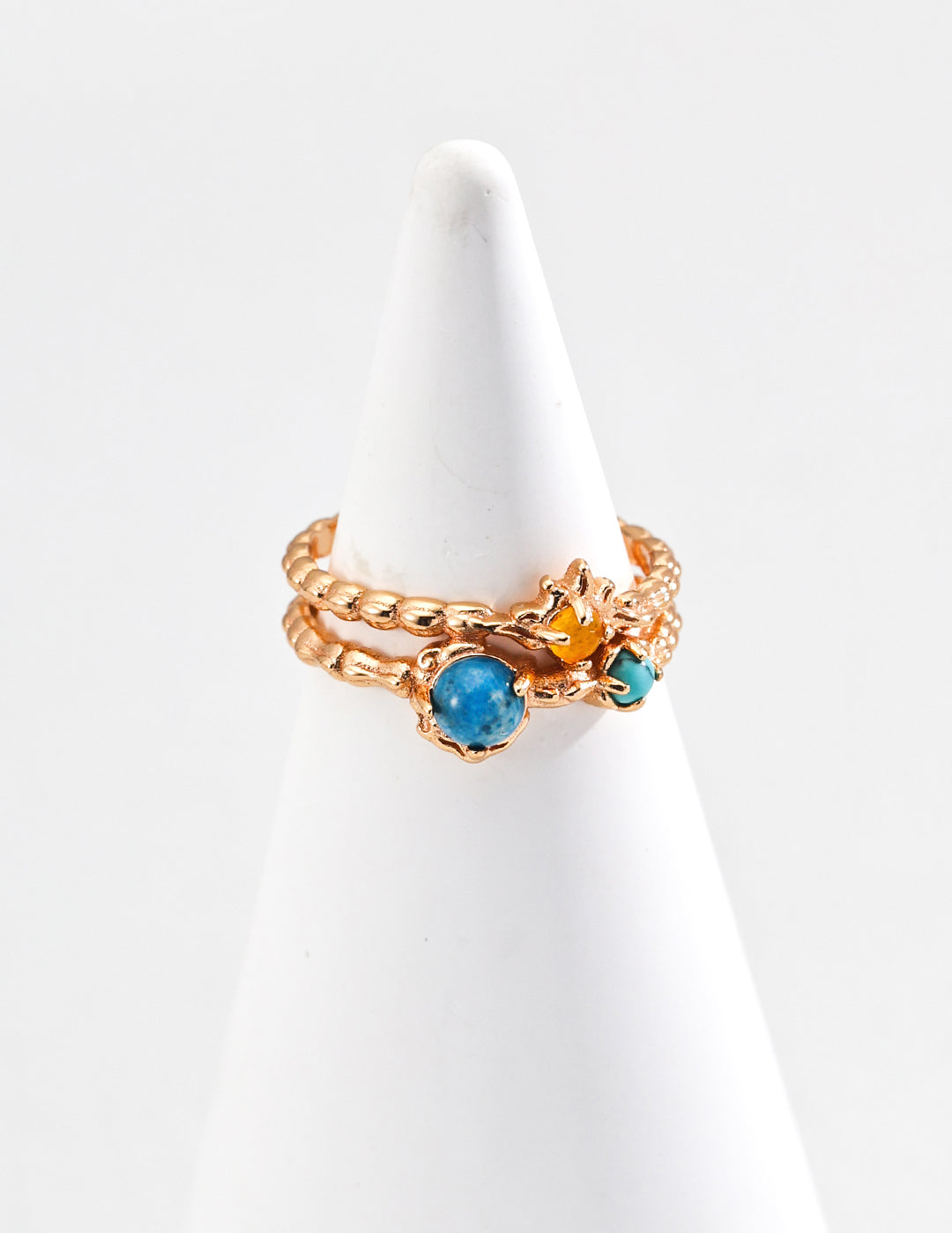 Galaxy Mineral Ring | S925 Vintage Gold Tricolor Gemstone