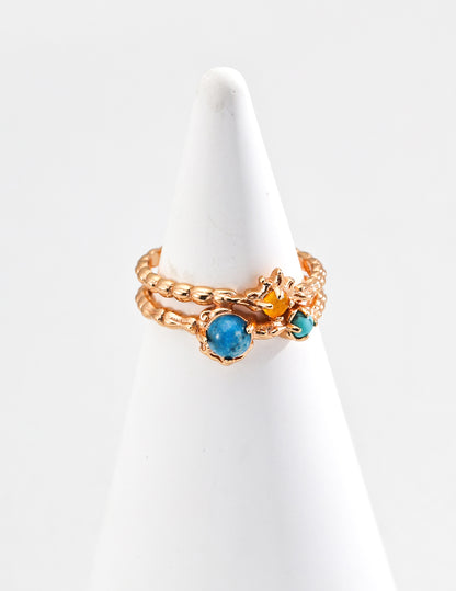 Galaxy Mineral Ring | S925 Vintage Gold Tricolor Gemstone