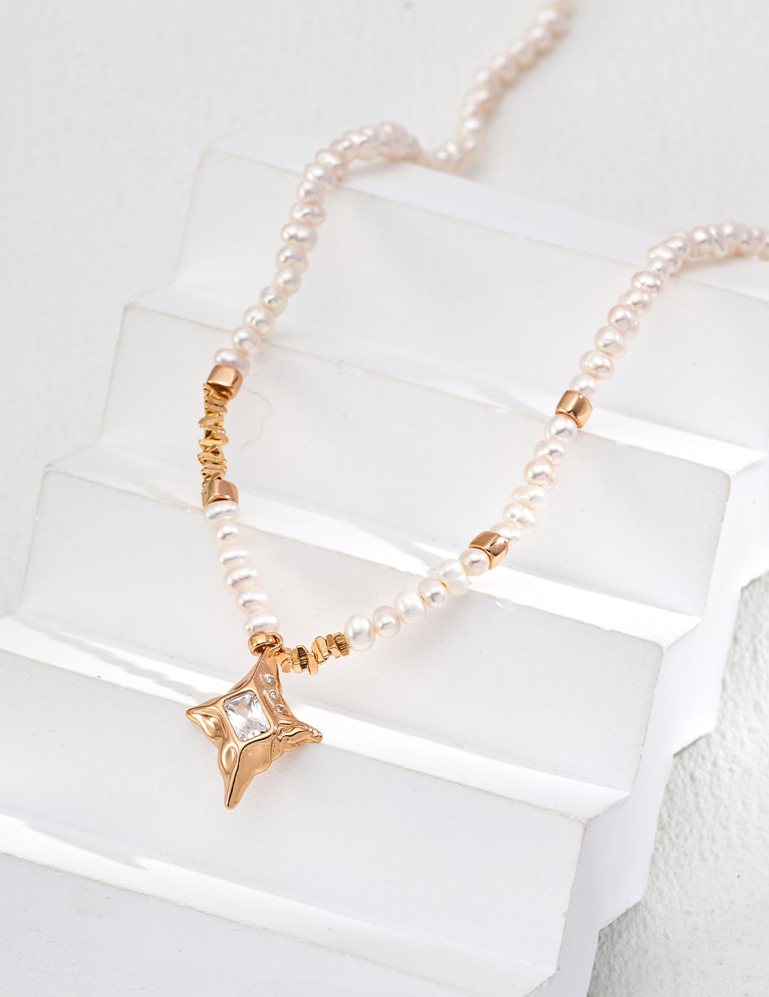 Star Dance｜S925 silver natural pearl zircon necklace