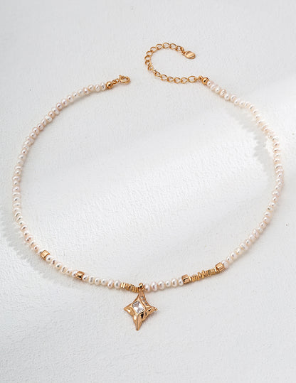 Star Dance｜S925 silver natural pearl zircon necklace