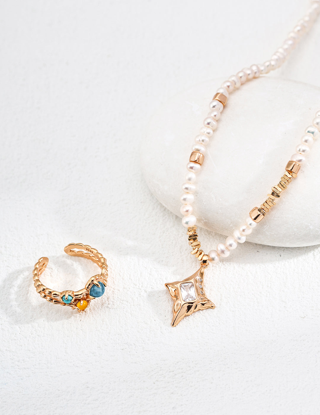 Star Dance｜S925 silver natural pearl zircon necklace