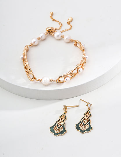 Galaxy Glaze Earrings | S925 Vintage Gold Glaze Zirconia