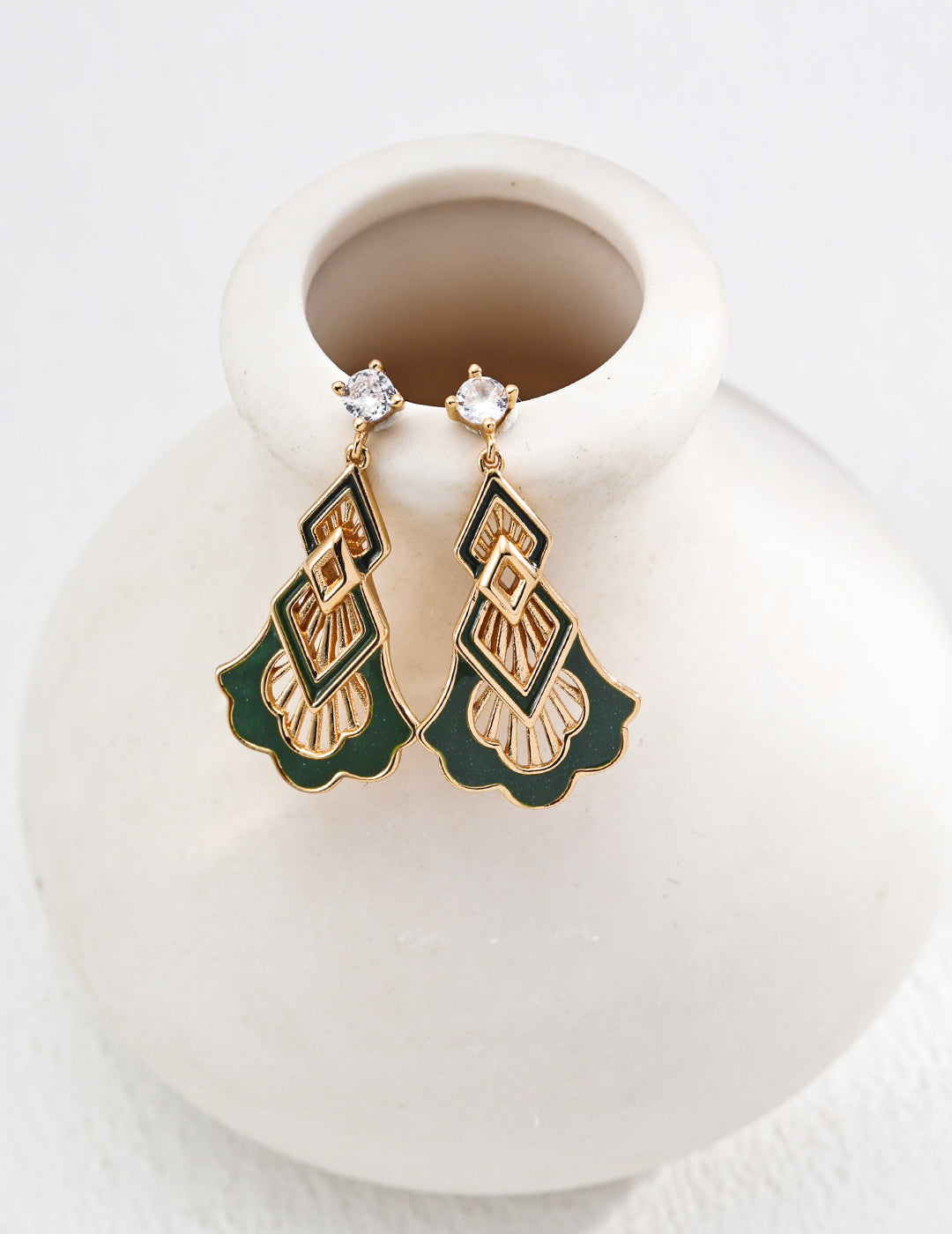 Galaxy Glaze Earrings | S925 Vintage Gold Glaze Zirconia