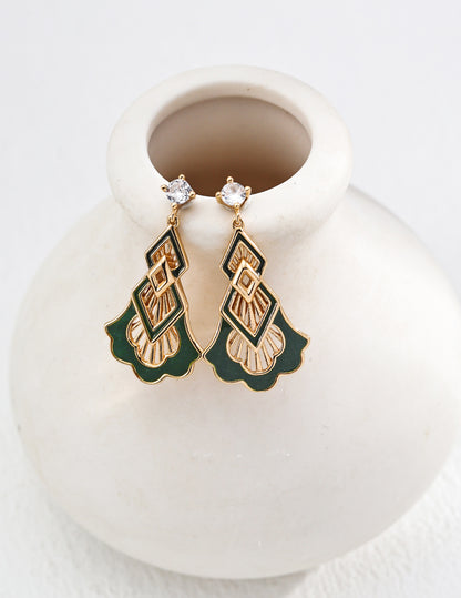 Galaxy Glaze Earrings | S925 Vintage Gold Glaze Zirconia