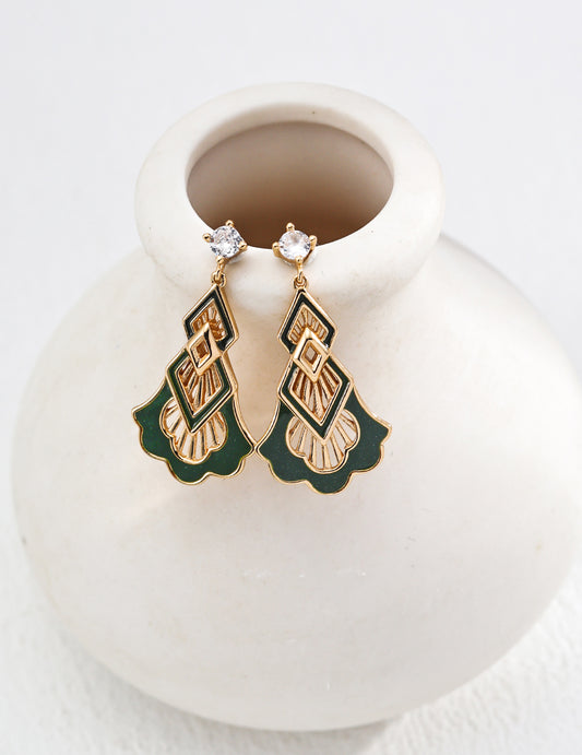 Galaxy Glaze Earrings | S925 Vintage Gold Glaze Zirconia