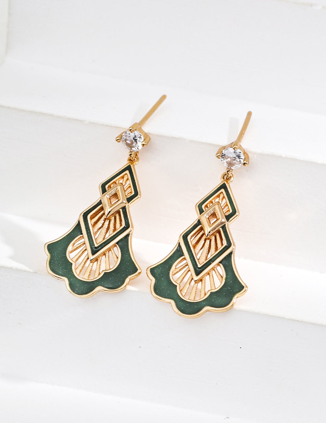 Galaxy Glaze Earrings | S925 Vintage Gold Glaze Zirconia