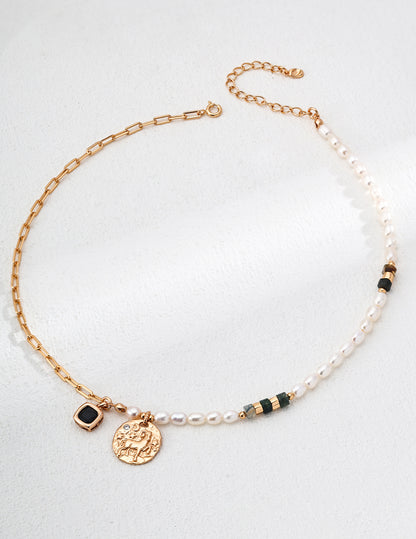 Nebula Cocoon Necklace | S925 Natural Pearl Water Grass Agate Zircon