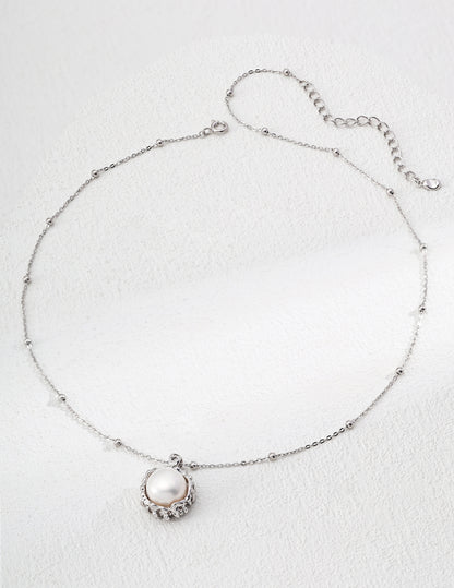 Full Moon Harmony Necklace｜S925 Silver Moon Phase Jewelry in Vintage Gold