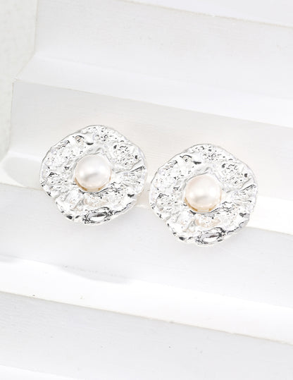 Time and space condensed pearl earrings | S925 two-color natural pearl earrings