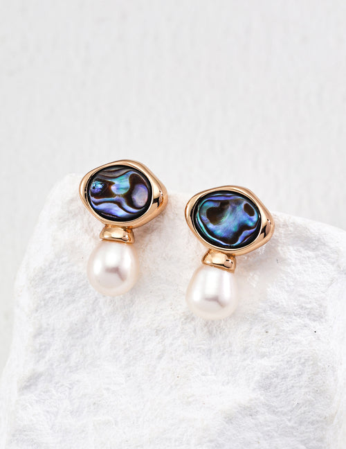Star Shell Whisper Earrings | S925 Two-color Pearl Scallop