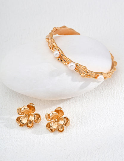 Nebula Flower Earrings | S925 Retro Gold Minimalist Star Track Earrings