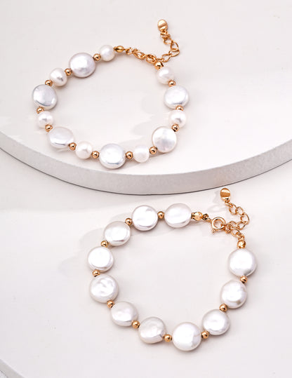 Nebula Whisper Bracelet｜S925 Vintage Gold Baroque Pearl