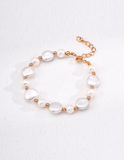 Nebula Whisper Bracelet｜S925 Vintage Gold Baroque Pearl