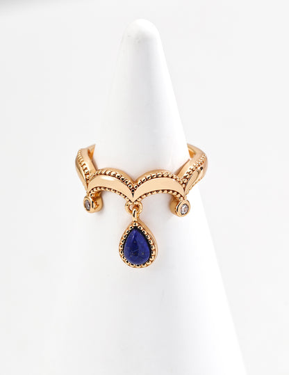 Star Eye Ring｜S925 Vintage Gold Lapis Lazuli Zircon Ring