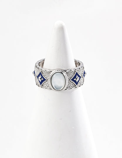 Starry Sky Ring｜S925 Silver Lapis Lazuli Mother-of-Pearl Ring