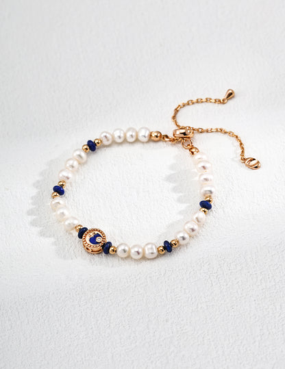 Galaxy Promise Set｜S925 Silver Pearl Lapis Lazuli Bracelet + Necklace
