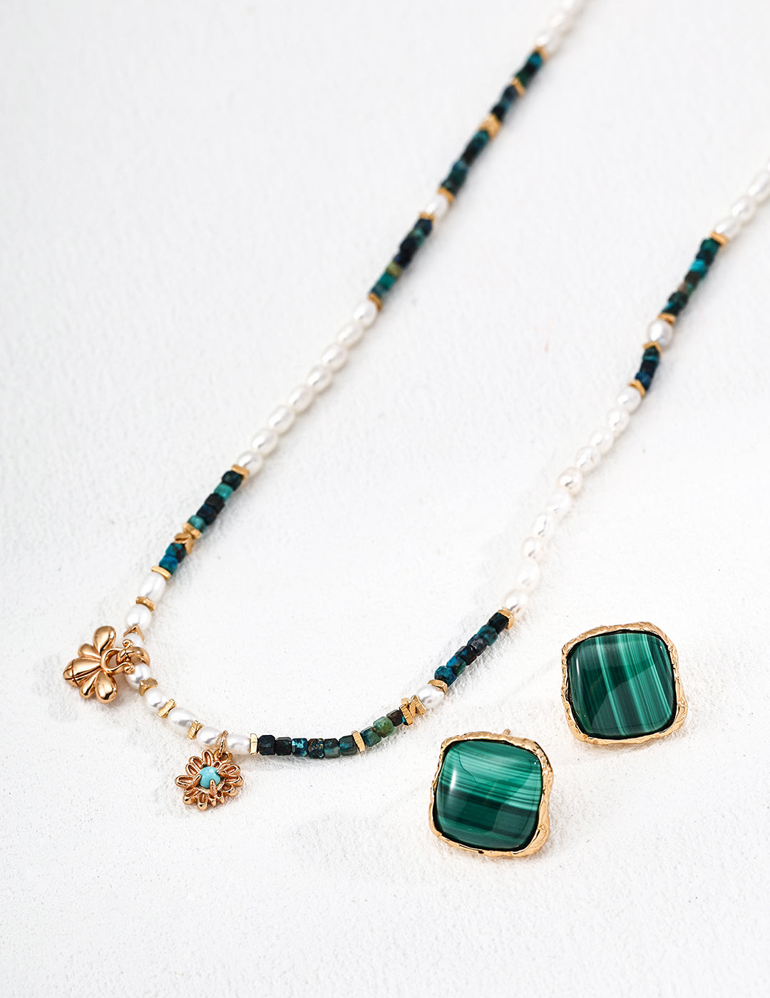 Secret Garden Necklace | S925 Silver Natural Pearl Malachite Turquoise